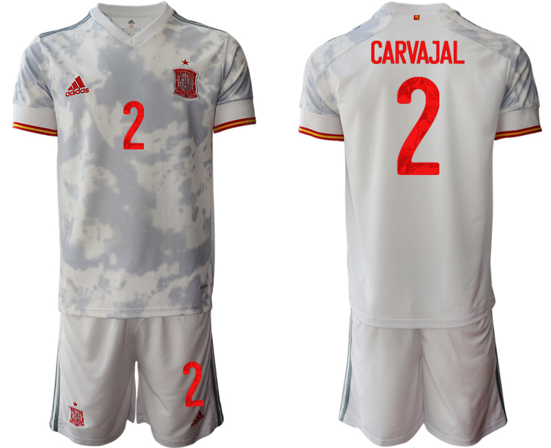Men 2021 European Cup Spain away white #2 Soccer Jersey->spain jersey->Soccer Country Jersey